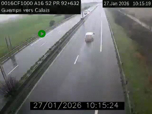<h2>Webcam A16 juste après l'aire de repos d'Offekerque à Guemps. Vue orientée vers Calais</h2>