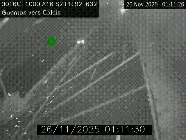 <h2>Webcam A16 juste après l'aire de repos d'Offekerque à Guemps. Vue orientée vers Calais</h2>