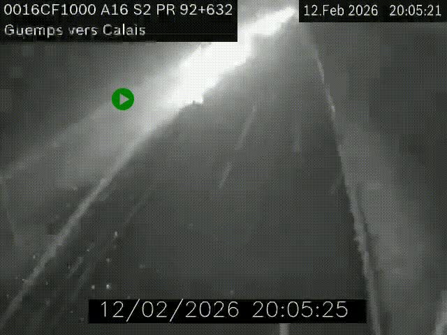 <h2>Webcam A16 juste après l'aire de repos d'Offekerque à Guemps. Vue orientée vers Calais</h2>