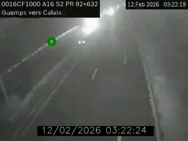 <h2>Webcam A16 juste après l'aire de repos d'Offekerque à Guemps. Vue orientée vers Calais</h2>