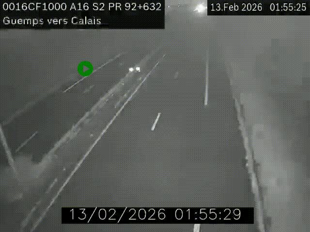 <h2>Webcam A16 juste après l'aire de repos d'Offekerque à Guemps. Vue orientée vers Calais</h2>