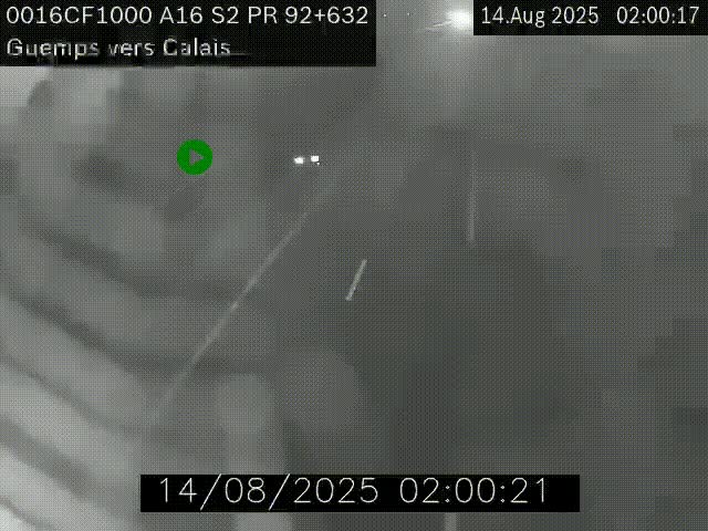<h2>Webcam A16 juste après l'aire de repos d'Offekerque à Guemps. Vue orientée vers Calais</h2>