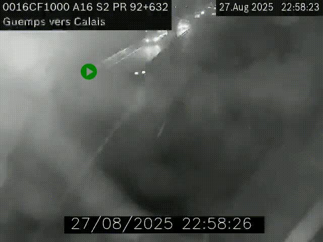 <h2>Webcam A16 juste après l'aire de repos d'Offekerque à Guemps. Vue orientée vers Calais</h2>