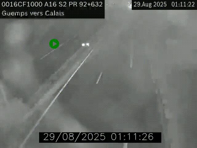 <h2>Webcam A16 juste après l'aire de repos d'Offekerque à Guemps. Vue orientée vers Calais</h2>