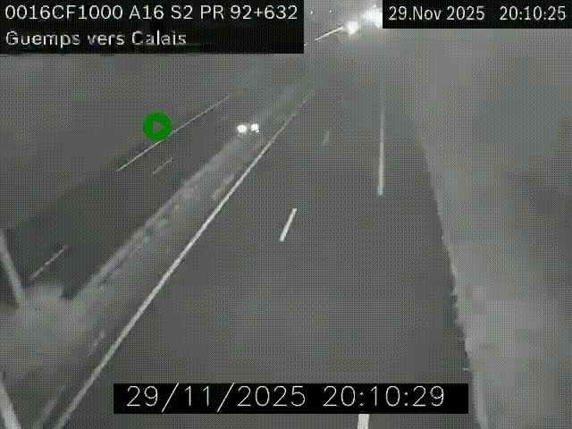 <h2>Webcam A16 juste après l'aire de repos d'Offekerque à Guemps. Vue orientée vers Calais</h2>