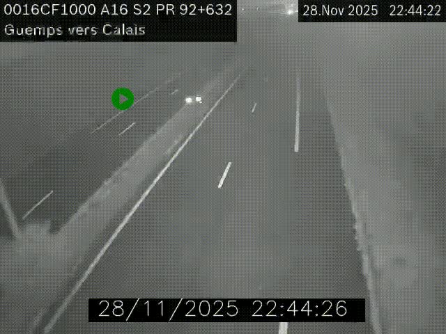 <h2>Webcam A16 juste après l'aire de repos d'Offekerque à Guemps. Vue orientée vers Calais</h2>