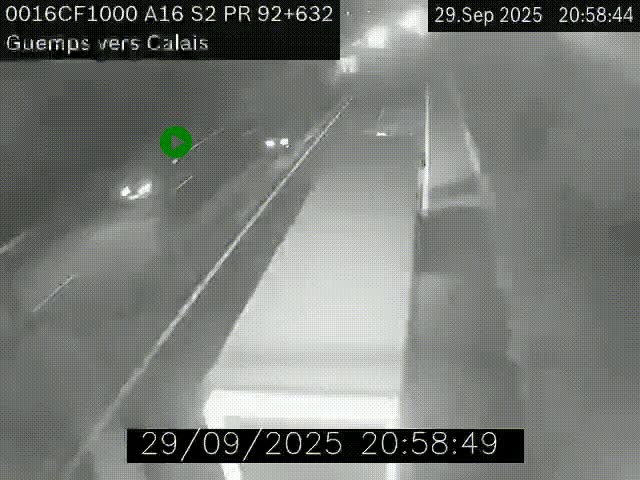<h2>Webcam A16 juste après l'aire de repos d'Offekerque à Guemps. Vue orientée vers Calais</h2>