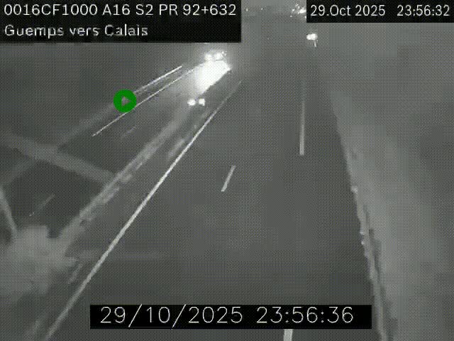 <h2>Webcam A16 juste après l'aire de repos d'Offekerque à Guemps. Vue orientée vers Calais</h2>