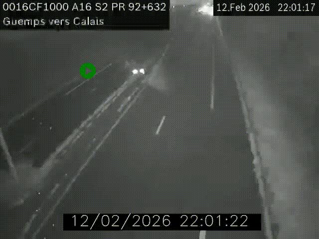 <h2>Webcam A16 juste après l'aire de repos d'Offekerque à Guemps. Vue orientée vers Calais</h2>