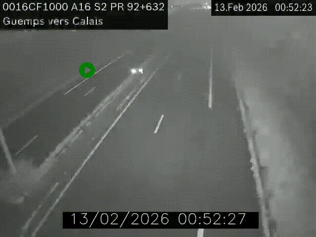 <h2>Webcam A16 juste après l'aire de repos d'Offekerque à Guemps. Vue orientée vers Calais</h2>