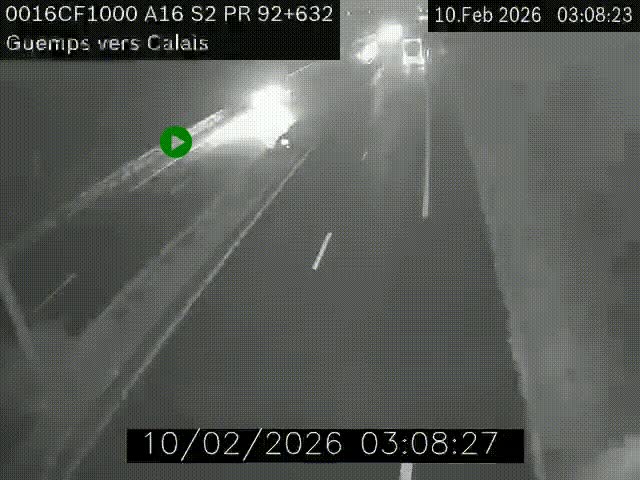 <h2>Webcam A16 juste après l'aire de repos d'Offekerque à Guemps. Vue orientée vers Calais</h2>