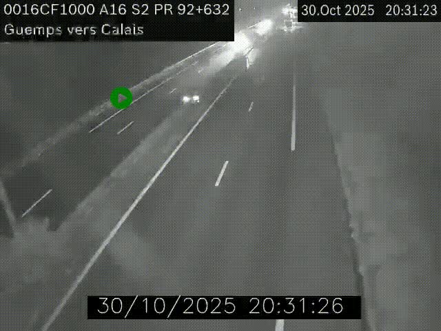 <h2>Webcam A16 juste après l'aire de repos d'Offekerque à Guemps. Vue orientée vers Calais</h2>