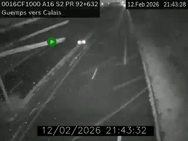 <h2>Webcam A16 juste après l'aire de repos d'Offekerque à Guemps. Vue orientée vers Calais</h2>