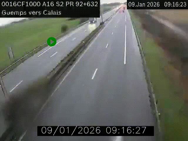 <h2>Webcam A16 juste après l'aire de repos d'Offekerque à Guemps. Vue orientée vers Calais</h2>