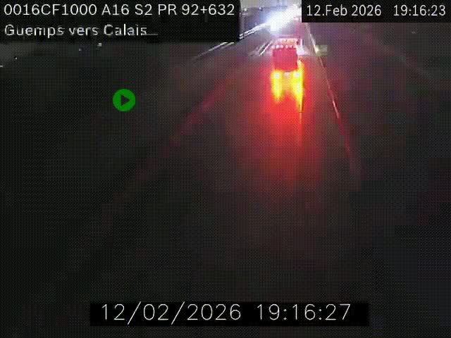 <h2>Webcam A16 juste après l'aire de repos d'Offekerque à Guemps. Vue orientée vers Calais</h2>