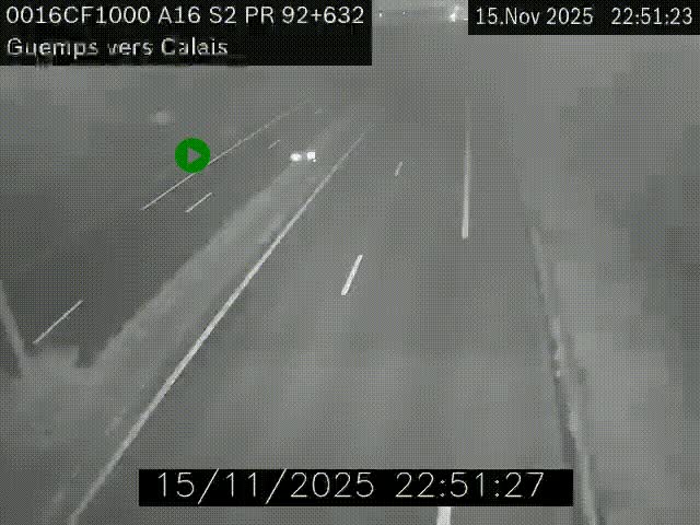 <h2>Webcam A16 juste après l'aire de repos d'Offekerque à Guemps. Vue orientée vers Calais</h2>