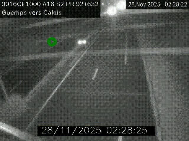 <h2>Webcam A16 juste après l'aire de repos d'Offekerque à Guemps. Vue orientée vers Calais</h2>