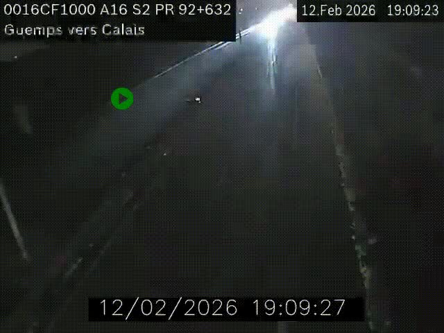 <h2>Webcam A16 juste après l'aire de repos d'Offekerque à Guemps. Vue orientée vers Calais</h2>