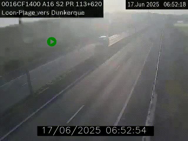 Webcam autoroute A16 à hauteur de Loon-Plage. Vue orientée vers Dunkerque et la Belgique.