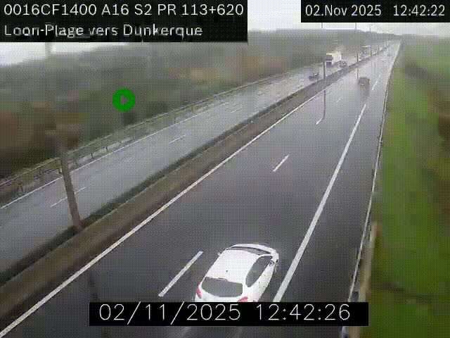 Webcam autoroute A16 à hauteur de Loon-Plage. Vue orientée vers Dunkerque et la Belgique.