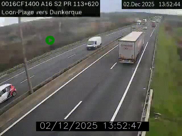 Webcam autoroute A16 à hauteur de Loon-Plage. Vue orientée vers Dunkerque et la Belgique.