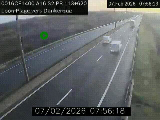 <h2>Webcam autoroute A16 à hauteur de Loon-Plage. Vue orientée vers Dunkerque et la Belgique.</h2>