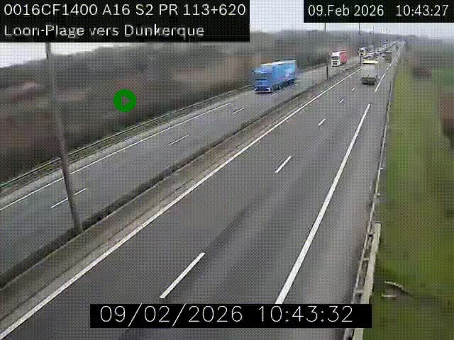 <h2>Webcam autoroute A16 à hauteur de Loon-Plage. Vue orientée vers Dunkerque et la Belgique.</h2>