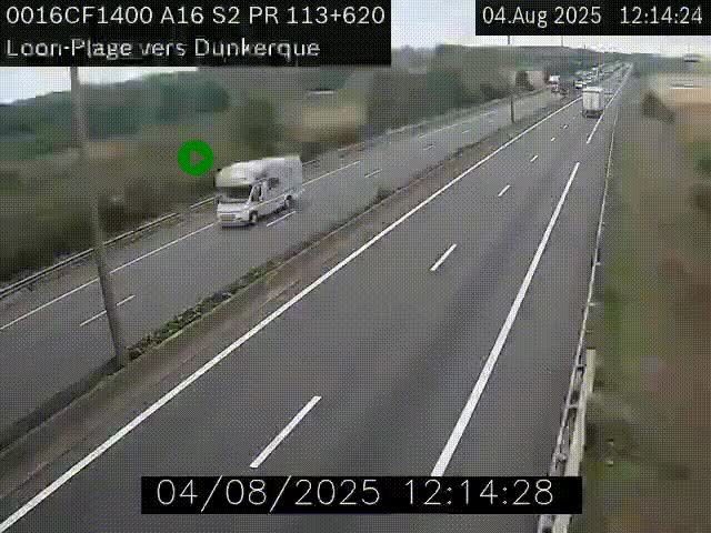 <h2>Webcam autoroute A16 à hauteur de Loon-Plage. Vue orientée vers Dunkerque et la Belgique.</h2>