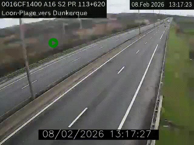 <h2>Webcam autoroute A16 à hauteur de Loon-Plage. Vue orientée vers Dunkerque et la Belgique.</h2>