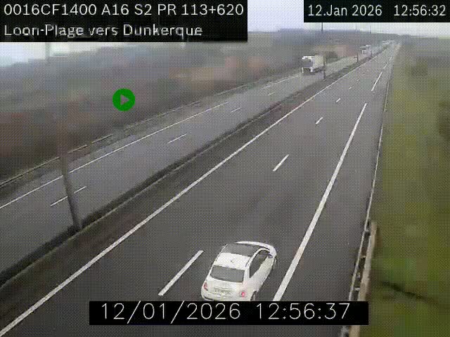 <h2>Webcam autoroute A16 à hauteur de Loon-Plage. Vue orientée vers Dunkerque et la Belgique.</h2>