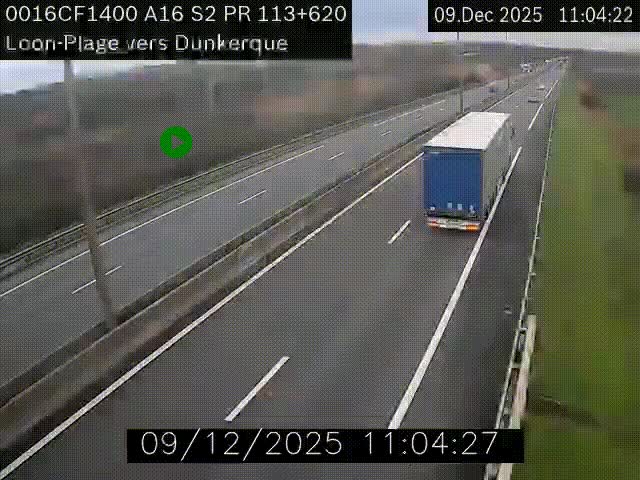 Webcam autoroute A16 à hauteur de Loon-Plage. Vue orientée vers Dunkerque et la Belgique.