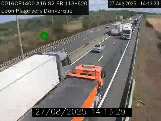 <h2>Webcam autoroute A16 à hauteur de Loon-Plage. Vue orientée vers Dunkerque et la Belgique.</h2>