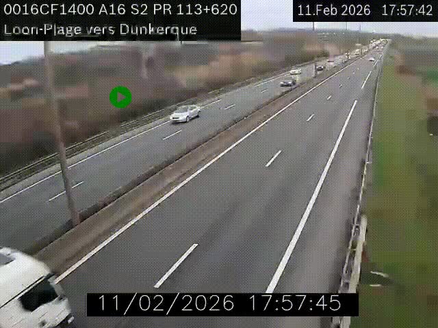 <h2>Webcam autoroute A16 à hauteur de Loon-Plage. Vue orientée vers Dunkerque et la Belgique.</h2>