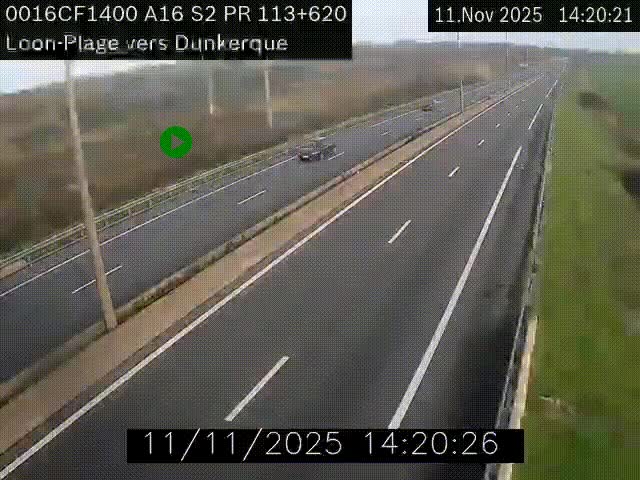 <h2>Webcam autoroute A16 à hauteur de Loon-Plage. Vue orientée vers Dunkerque et la Belgique.</h2>