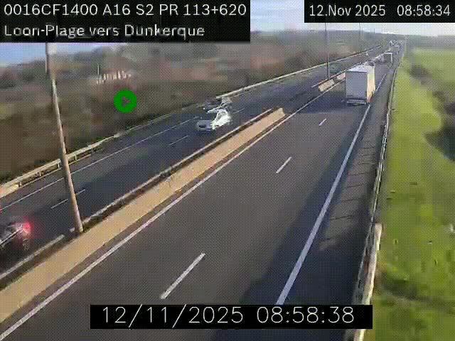 <h2>Webcam autoroute A16 à hauteur de Loon-Plage. Vue orientée vers Dunkerque et la Belgique.</h2>