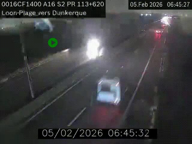 <h2>Webcam autoroute A16 à hauteur de Loon-Plage. Vue orientée vers Dunkerque et la Belgique.</h2>