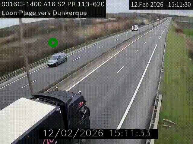 <h2>Webcam autoroute A16 à hauteur de Loon-Plage. Vue orientée vers Dunkerque et la Belgique.</h2>