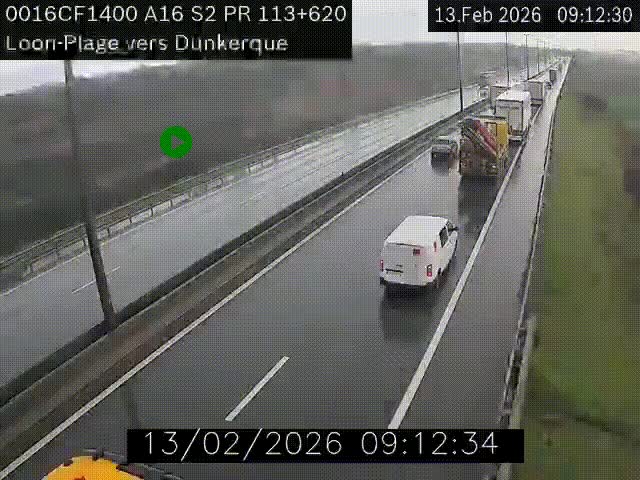 Webcam autoroute A16 à hauteur de Loon-Plage. Vue orientée vers Dunkerque et la Belgique.