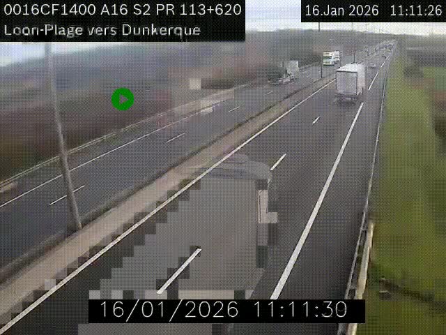 <h2>Webcam autoroute A16 à hauteur de Loon-Plage. Vue orientée vers Dunkerque et la Belgique.</h2>