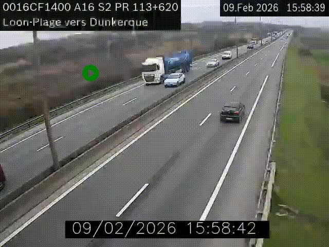 <h2>Webcam autoroute A16 à hauteur de Loon-Plage. Vue orientée vers Dunkerque et la Belgique.</h2>