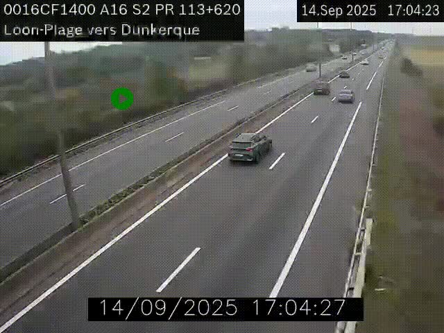<h2>Webcam autoroute A16 à hauteur de Loon-Plage. Vue orientée vers Dunkerque et la Belgique.</h2>