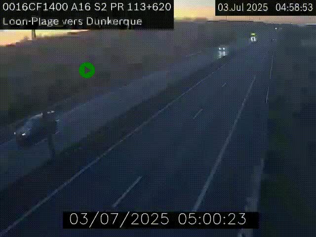 Webcam autoroute A16 à hauteur de Loon-Plage. Vue orientée vers Dunkerque et la Belgique.