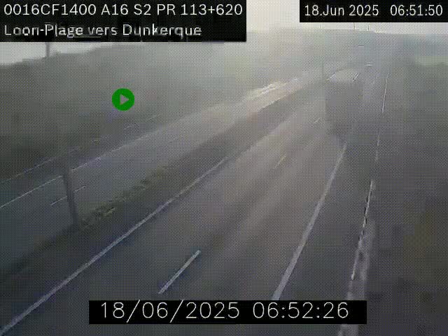 Webcam autoroute A16 à hauteur de Loon-Plage. Vue orientée vers Dunkerque et la Belgique.