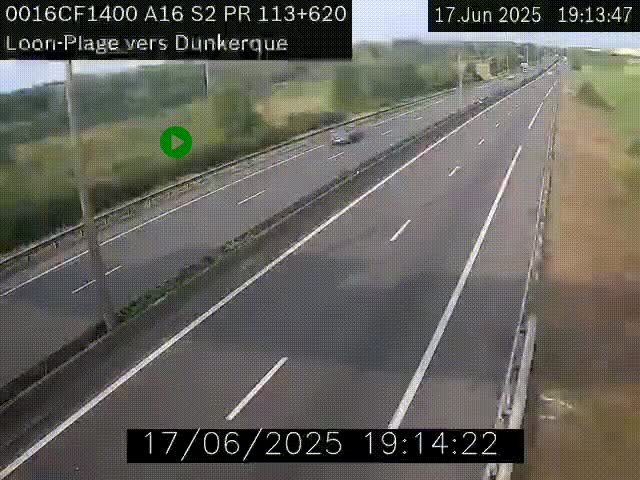 <h2>Webcam autoroute A16 à hauteur de Loon-Plage. Vue orientée vers Dunkerque et la Belgique.</h2>