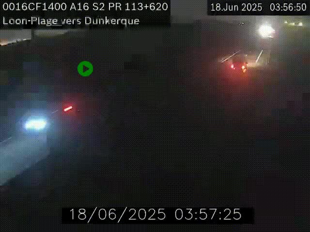 <h2>Webcam autoroute A16 à hauteur de Loon-Plage. Vue orientée vers Dunkerque et la Belgique.</h2>