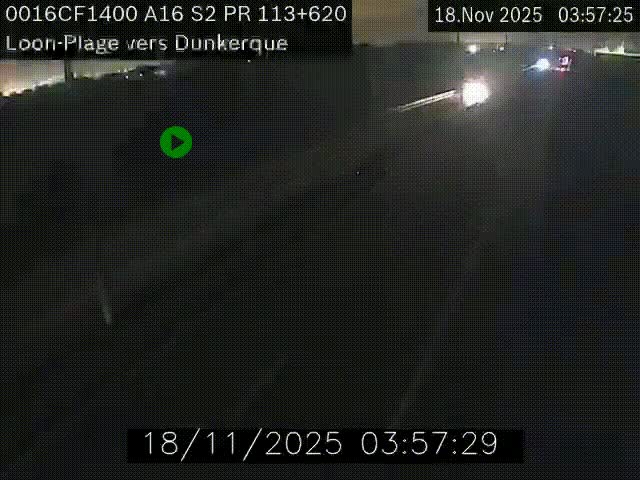 Webcam autoroute A16 à hauteur de Loon-Plage. Vue orientée vers Dunkerque et la Belgique.