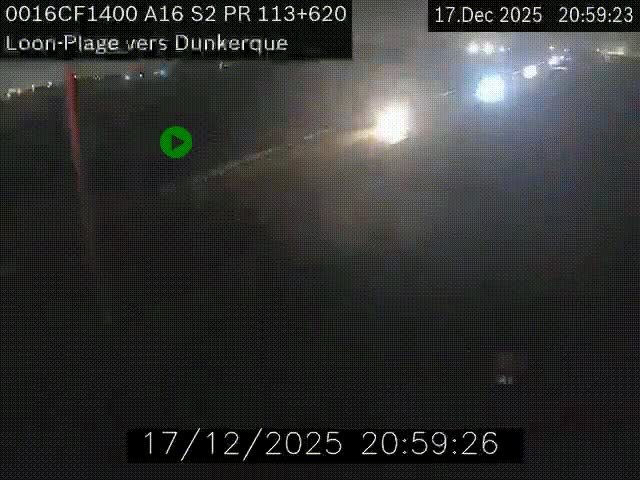 Webcam autoroute A16 à hauteur de Loon-Plage. Vue orientée vers Dunkerque et la Belgique.