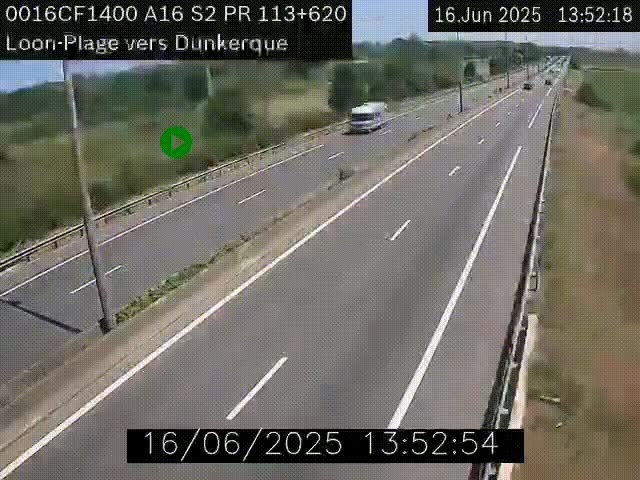 Webcam autoroute A16 à hauteur de Loon-Plage. Vue orientée vers Dunkerque et la Belgique.