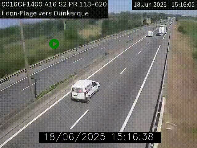 <h2>Webcam autoroute A16 à hauteur de Loon-Plage. Vue orientée vers Dunkerque et la Belgique.</h2>