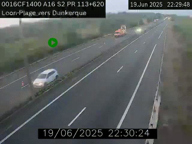 <h2>Webcam autoroute A16 à hauteur de Loon-Plage. Vue orientée vers Dunkerque et la Belgique.</h2>